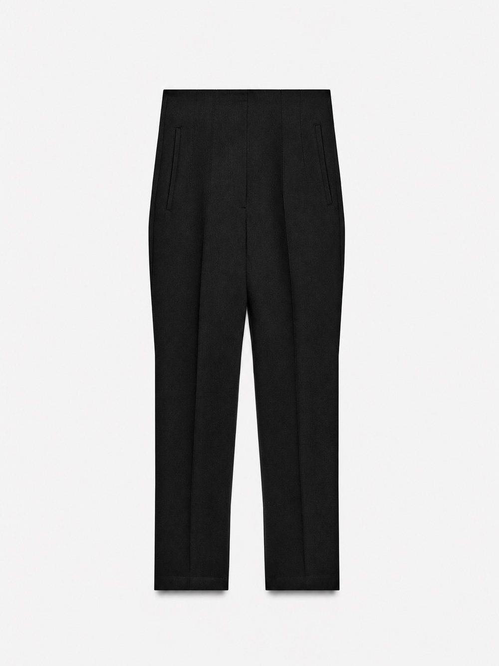 ZARA High-Waisted Slim-Fit Ankle Pants – Size L – Black